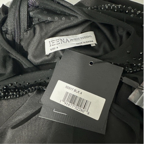 NWT $398 IEENA Mac Duggal [ 4 ] Asymmetric Beaded A-Line Gown‎ in Black #G1466 - Picture 16 of 16